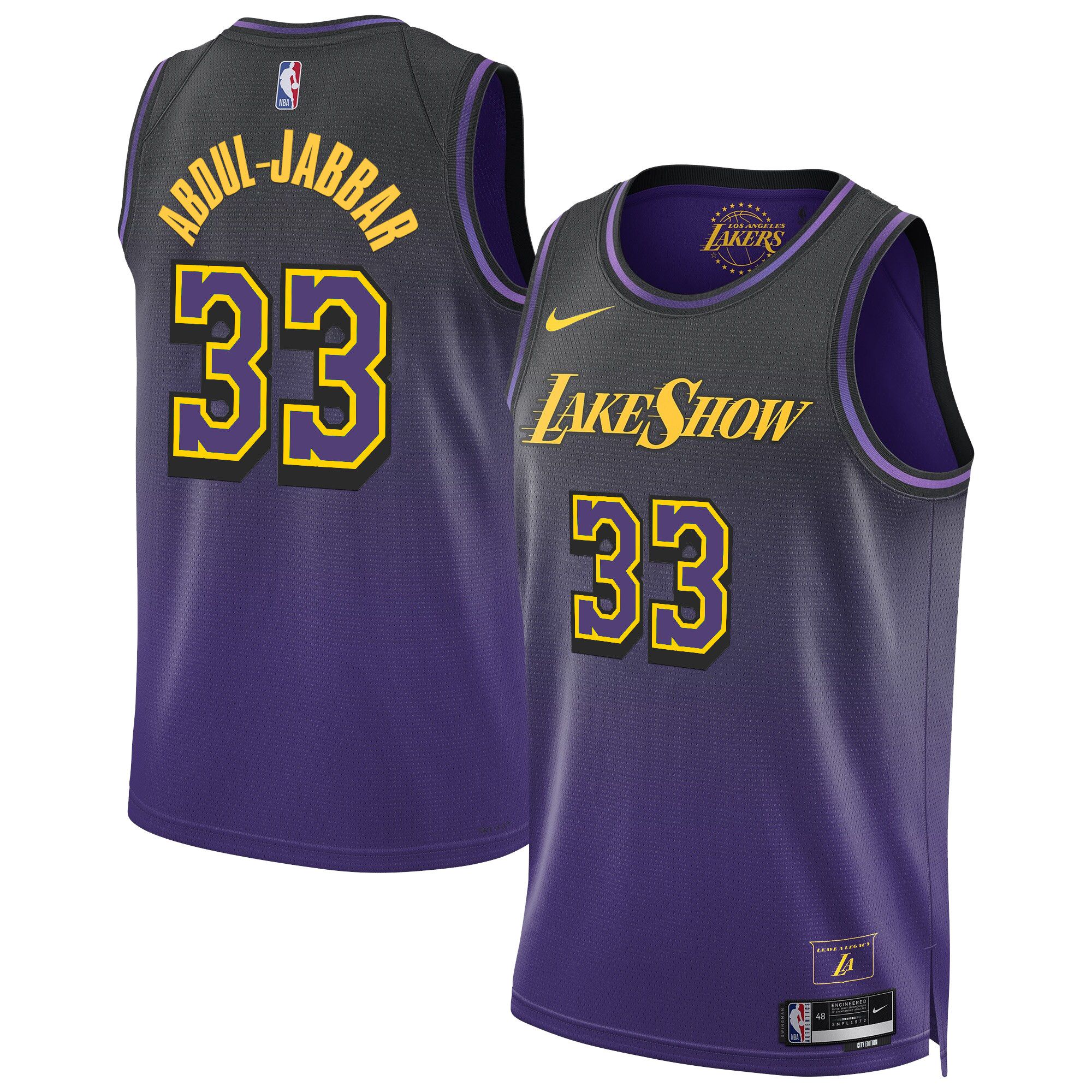 Men Los Angeles Lakers #33 Abdul-Jabbar Purple 2025 Nike Swingman NBA Jersey
